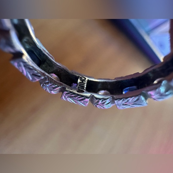 Elegant Sterling Silver Clear and Blue CZG Eternity Band Ring Sz 5 - Picture 3 of 4